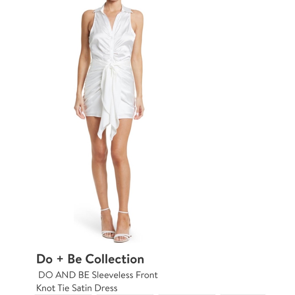 Sleeveless front tie satin dress